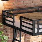 Queen over Queen Metal Bunk Bed with Dual Side Ladders and Low Profile Design – Black
