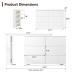 6-Drawer L-Shaped Vanity Dresser Combo with Wide Desktop – White Modern Bedroom Dressing Table