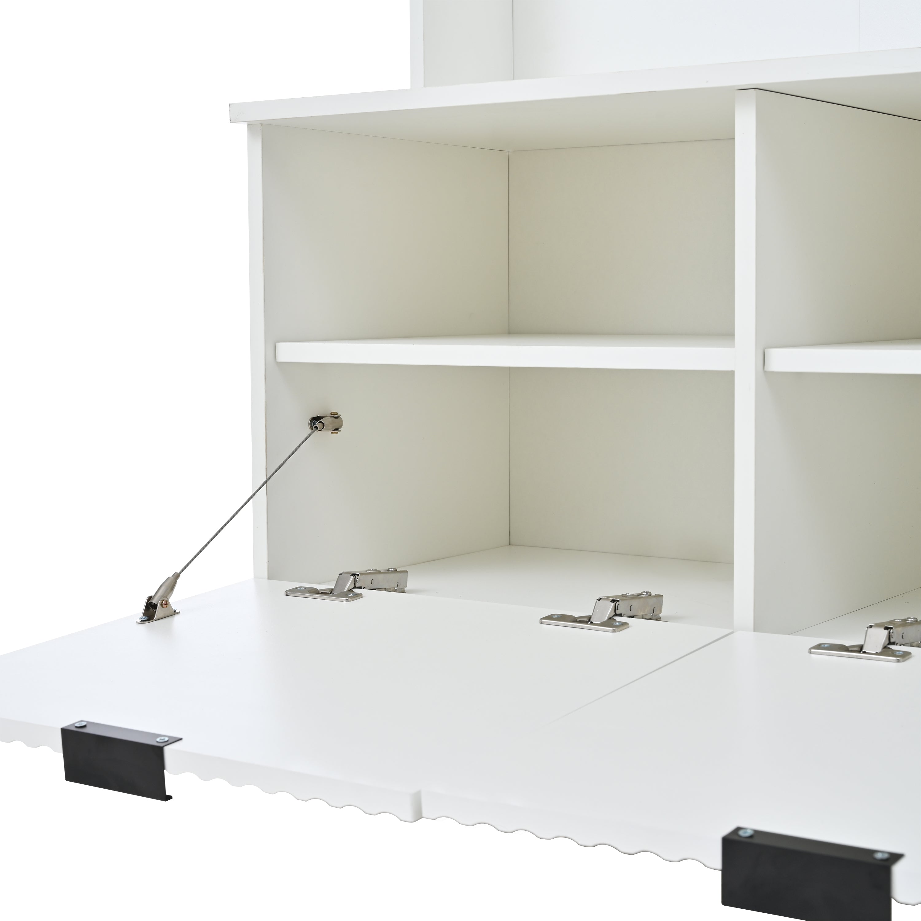 5-in-1 Hall Tree with Bench, Shoe Storage & Open Cabinets – White Modern Entryway Organizer