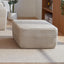 Beige Plush Fabric Ottoman with Foam and Spring Cushioning