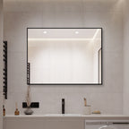 24 x 32 Inch Black Aluminum Bathroom Mirror – HD Copper-Free Silver Glass, Horizontal or Vertical Mount