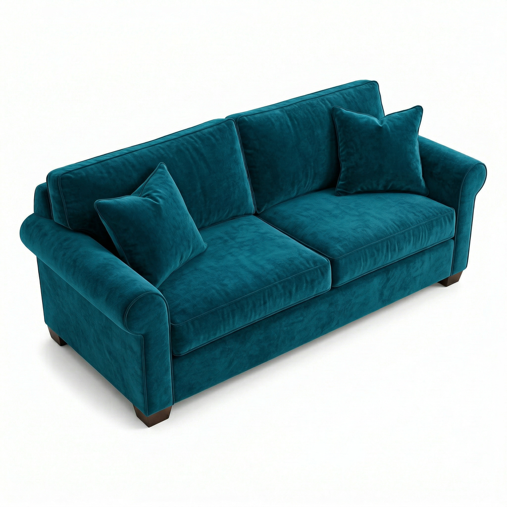 Irlanda 2-Seat Velvet Sofa – Made in USA, Rolled Arms, Medium-Soft Cushions - product detail image 5