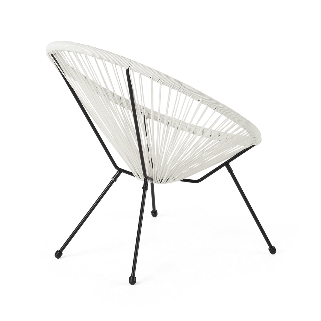 Anson Outdoor Basket Chair Set of 2 – White PE Rattan & Steel