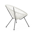Anson Outdoor Basket Chair Set of 2 – White PE Rattan & Steel