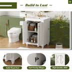 24-inch Modern White Bathroom Vanity with Ceramic Sink and Soft-Close Hinges