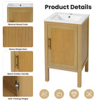 18" Modern Bathroom Vanity with Ceramic Sink, Adjustable Shelf & Soft-Closing Hinges
