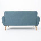 67.25" Blue Fabric Button-Tufted Loveseat with Waffle Stitch & Tapered Wood Legs