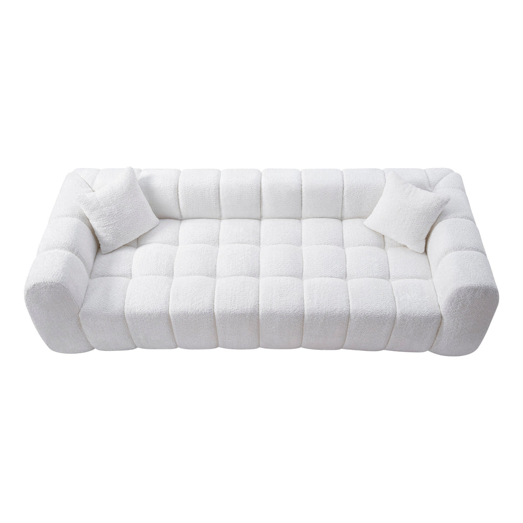 Marshmallow Cloud Compressed Sofa – 102.7" Oversized 4-Seat Boucle Living Room Sofa