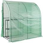 3-Tier Lean-To Portable Greenhouse with Wire Shelves & Zipper Doors – 79" x 39" x 83"