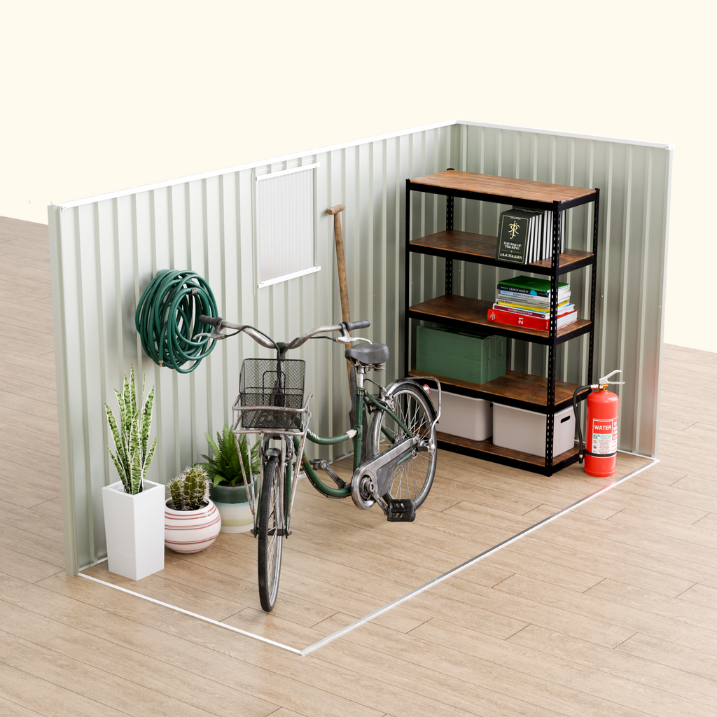 4 ft x 9 ft Metal Garden Shed with Hinged Door and Fixed Window