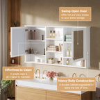 55-inch Wall-Mount Mirror Cabinet with Adjustable Shelves and Soft-Close Doors
