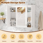 35-inch Wall-Mounted Bathroom Medicine Cabinet with Mirror and 5 Adjustable Shelves, White