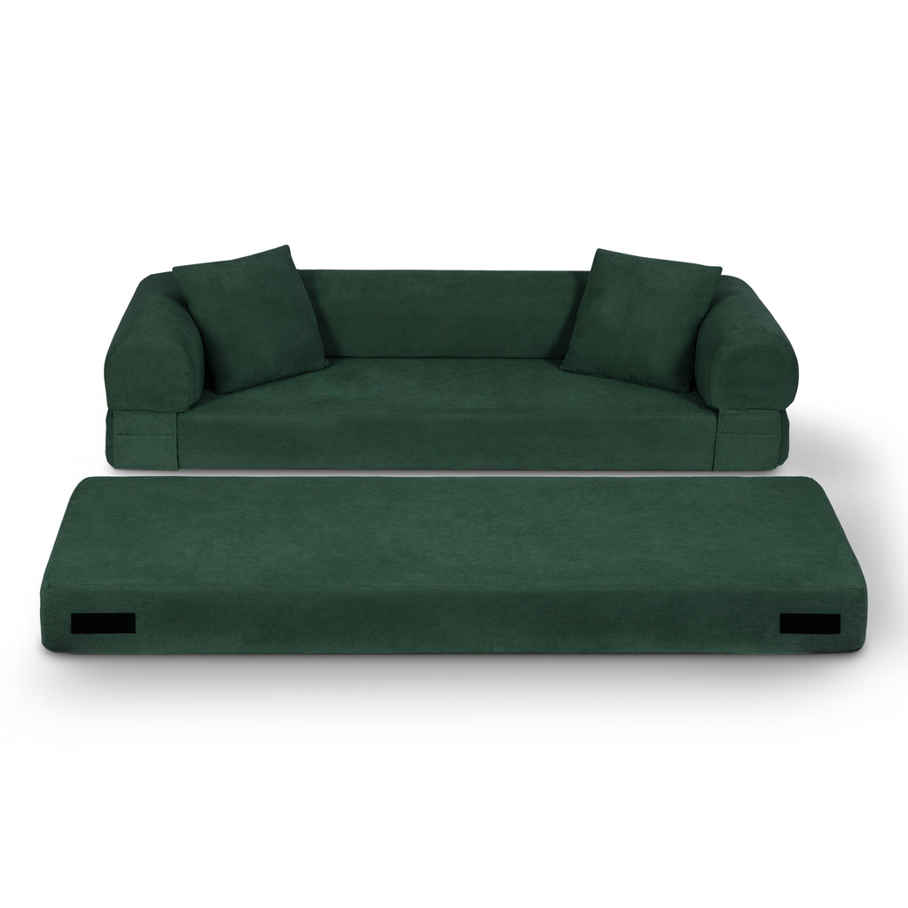 80-Inch Convertible Sofa Bed with Storage – Corduroy 3-Seat Sleeper Couch, No Assembly Required