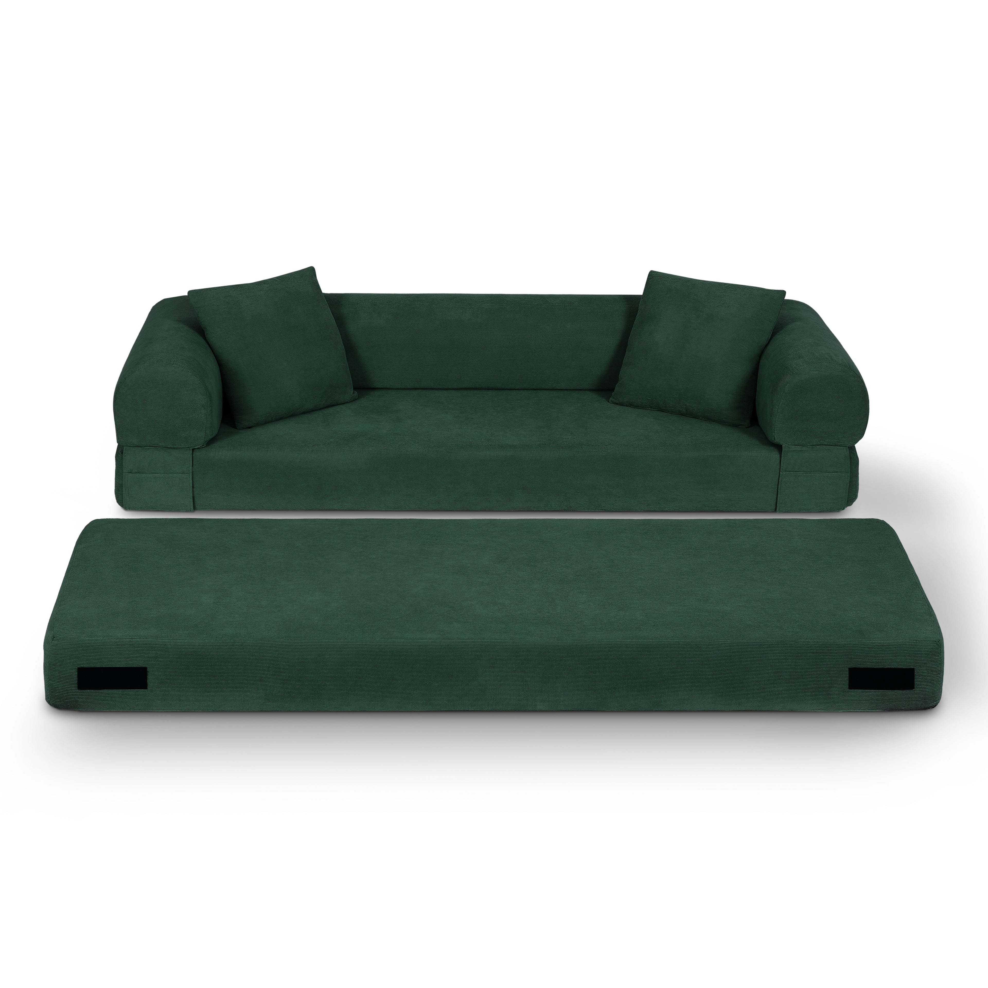 80-Inch Convertible Sofa Bed with Storage – Corduroy 3-Seat Sleeper Couch, No Assembly Required