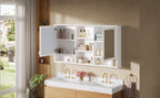 55-inch Wall-Mount Mirror Cabinet with Adjustable Shelves and Soft-Close Doors