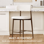 Counter Height Bar Stools Set of 2 – Modern Beige Upholstered Stools with Metal Legs for Kitchen Island