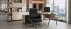 High-Back Executive Office Chair with PU Leather, Spring Seat & Chrome Armrests – Black - product detail image 5