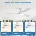52-inch Low Profile Ceiling Fan with Dimmable Tri-Color LED Light and Quiet DC Motor