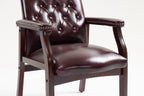 Burgundy Leather Guest Chair with Padded Seat & Arms – Ergonomic Mid-Back Office Chair - product detail image 7