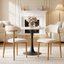Set of 2 Modern Metal Dining Chairs with Beige Upholstered Seat