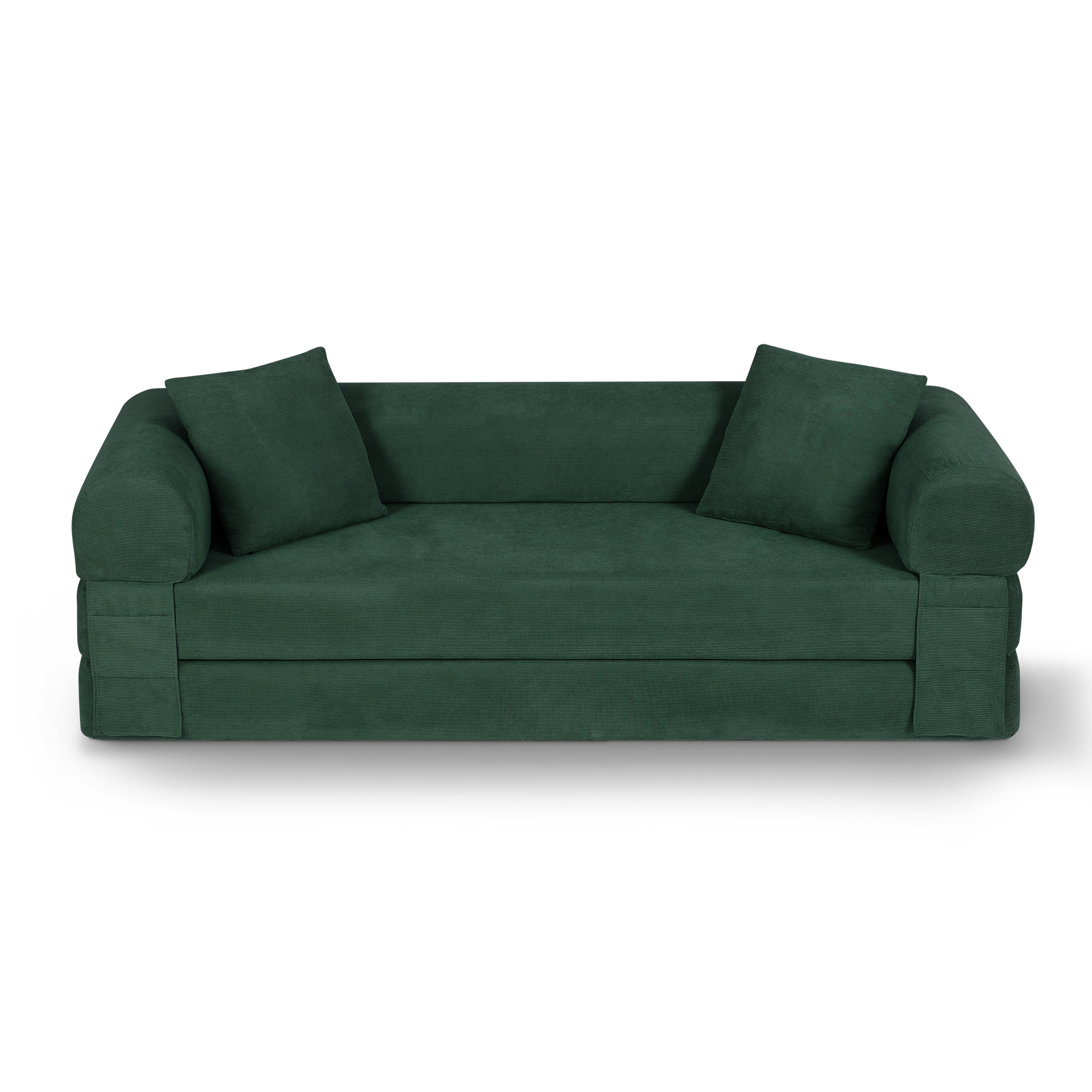 80-Inch Convertible Sofa Bed with Storage – Corduroy 3-Seat Sleeper Couch, No Assembly Required Main image