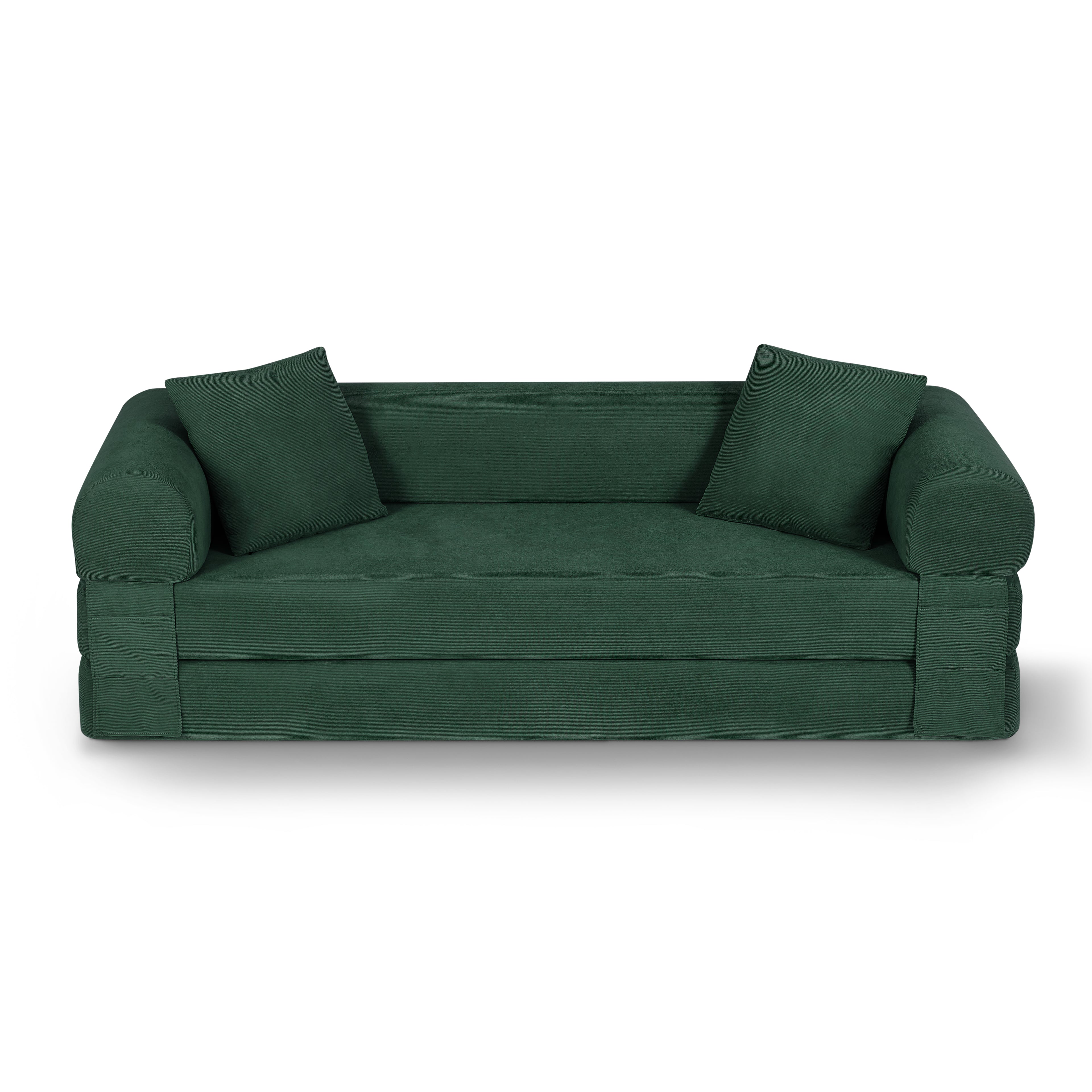 80-Inch Convertible Sofa Bed with Storage – Corduroy 3-Seat Sleeper Couch, No Assembly Required