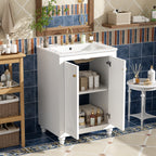 24-inch Modern White Bathroom Vanity with Ceramic Sink and Soft-Close Hinges