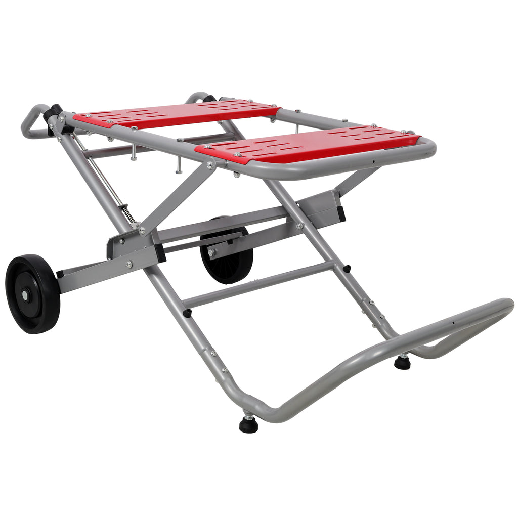 Rolling Foldable Table Saw Stand – Heavy-Duty Steel, 330 lb Capacity, Adjustable Height & 8" Wheels