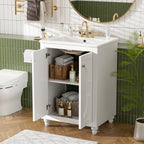 24-inch Modern White Bathroom Vanity with Ceramic Sink and Soft-Close Hinges