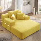 Oversized Plush Corduroy Chaise Lounge Sofa Bed – Yellow - product detail image 6