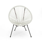 Anson Outdoor Basket Chair Set of 2 – White PE Rattan & Steel