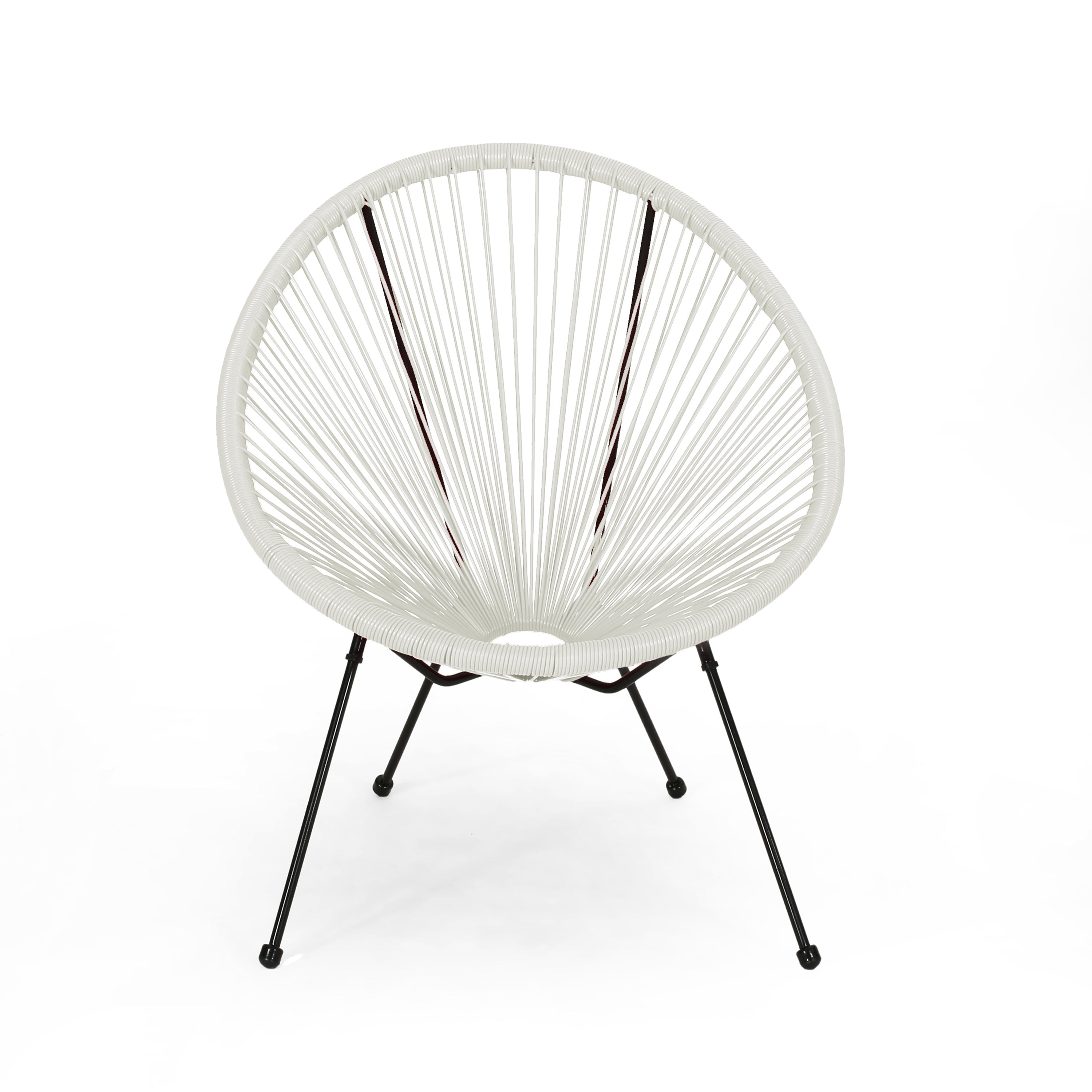 Anson Outdoor Basket Chair Set of 2 – White PE Rattan & Steel