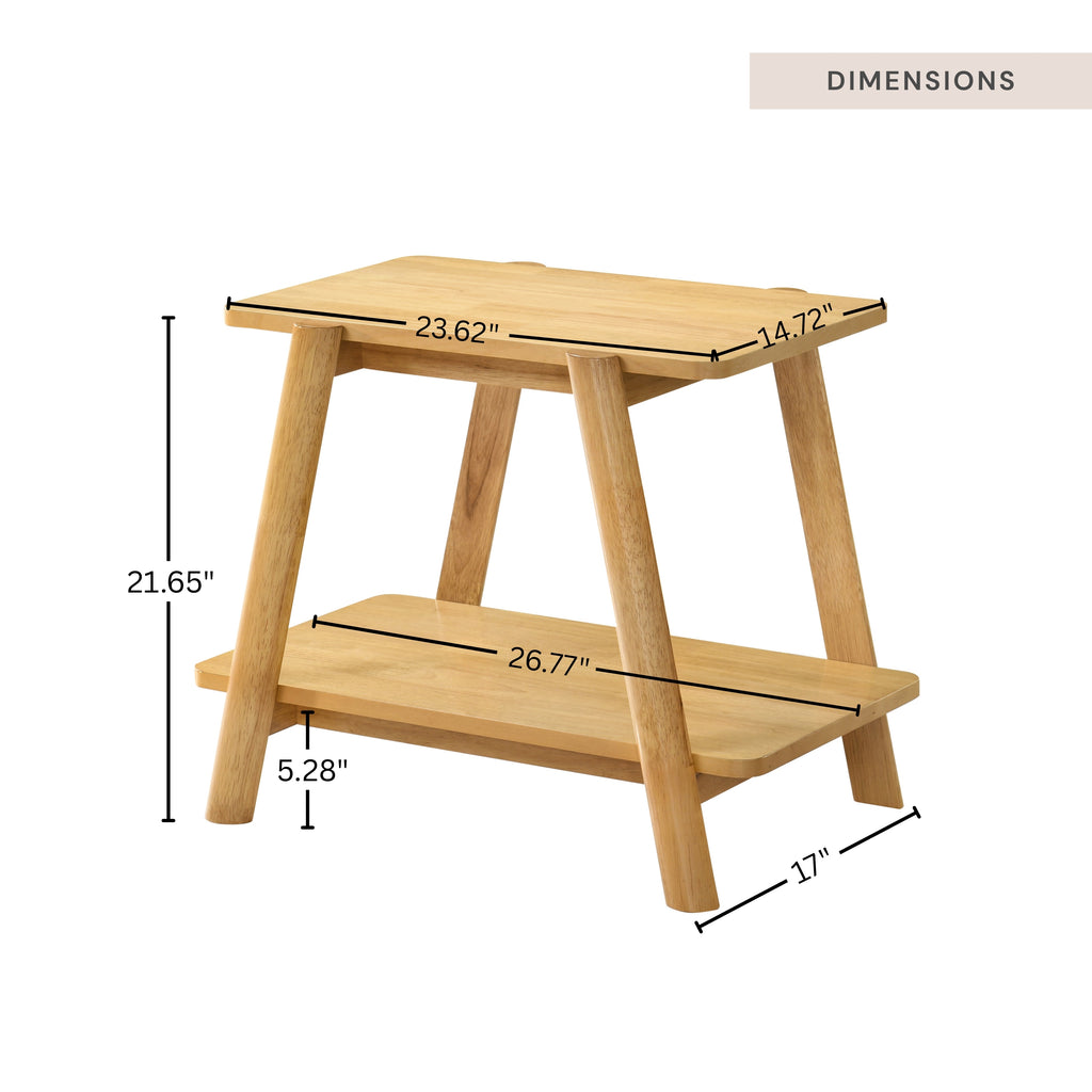 Metz Mid-Century Modern End Table with Shelf – Natural Oak Finish - product detail image 6