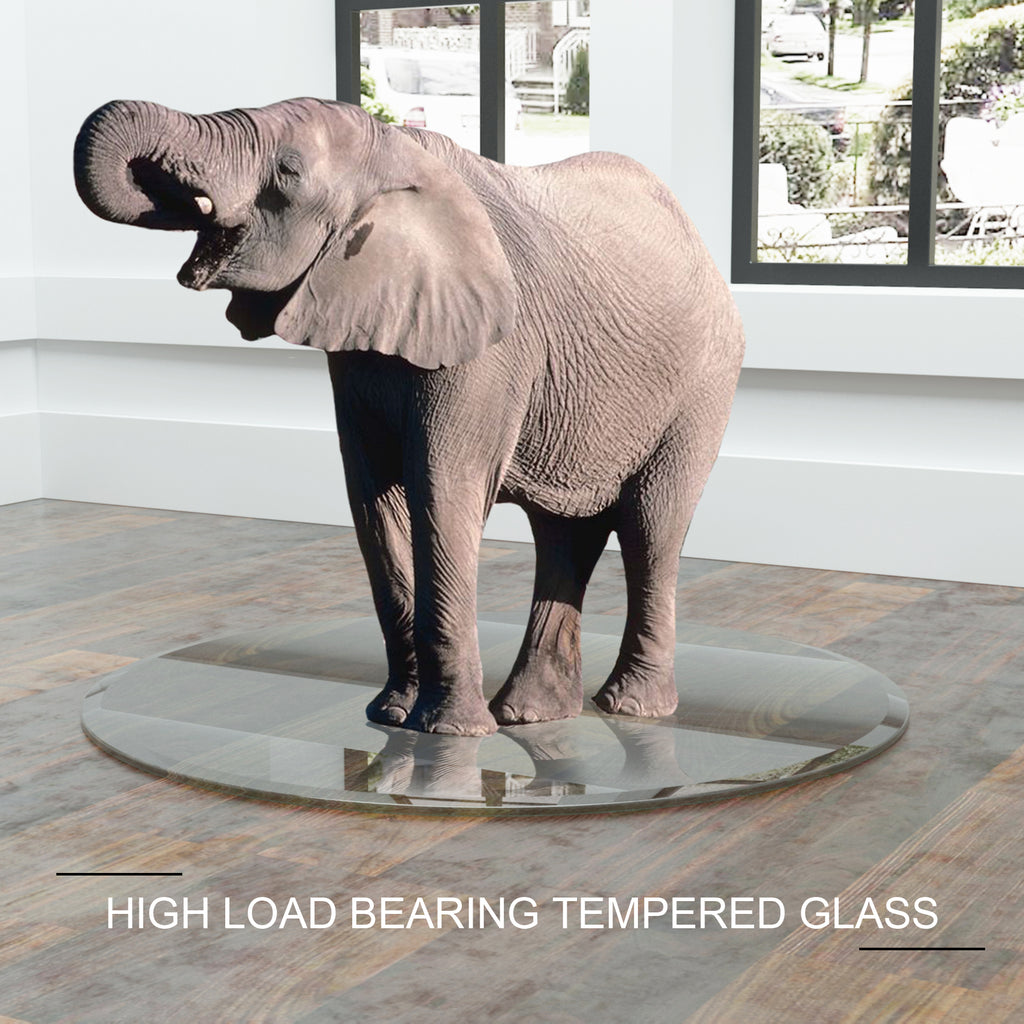 38.6-inch Round Tempered Glass Table Top – 0.4-inch Thick with Beveled Polished Edge