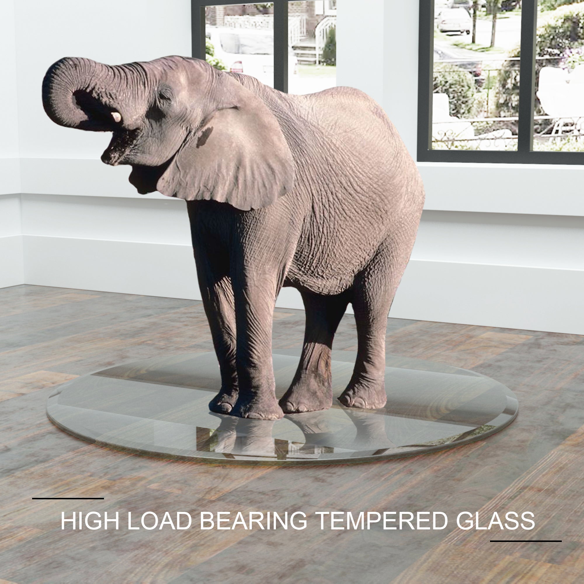 38.6-inch Round Tempered Glass Table Top – 0.4-inch Thick with Beveled Polished Edge
