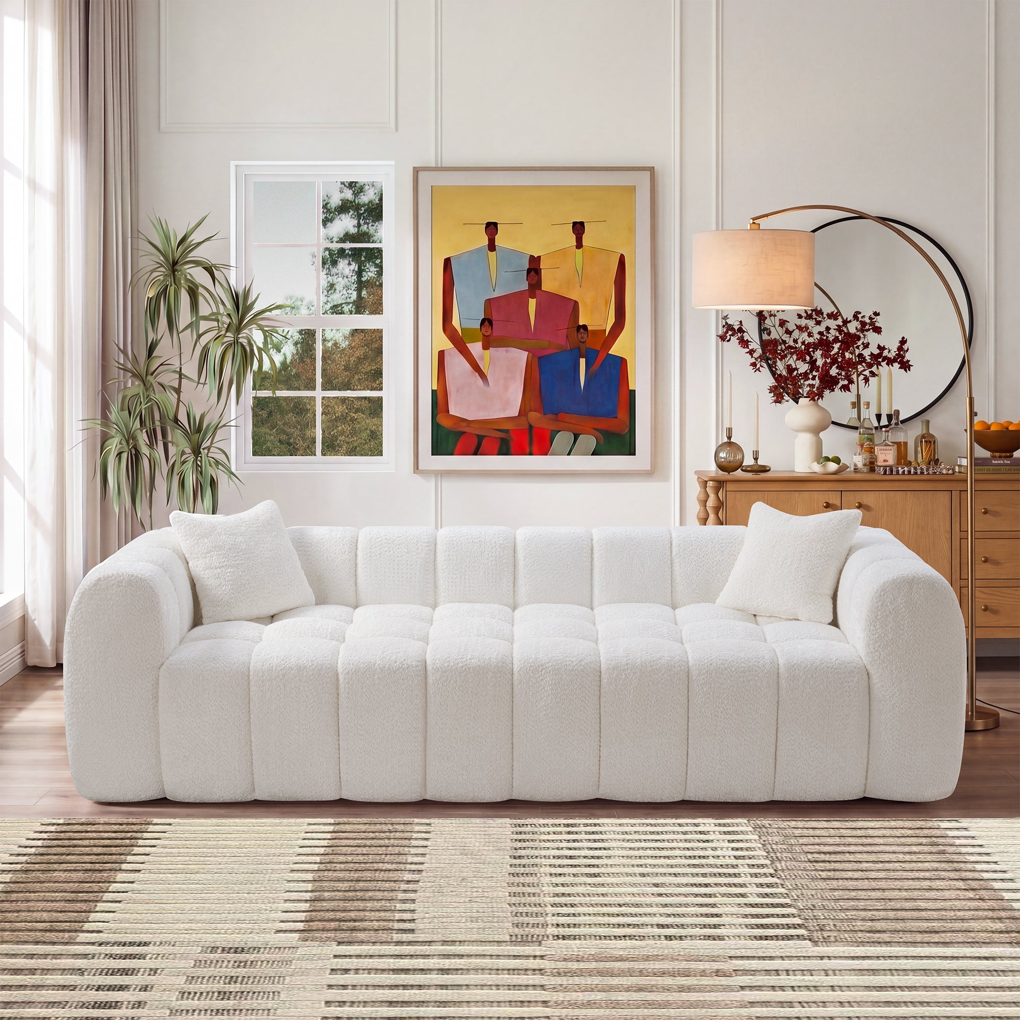 Marshmallow Cloud Compressed Sofa – 102.7" Oversized 4-Seat Boucle Living Room Sofa Main image