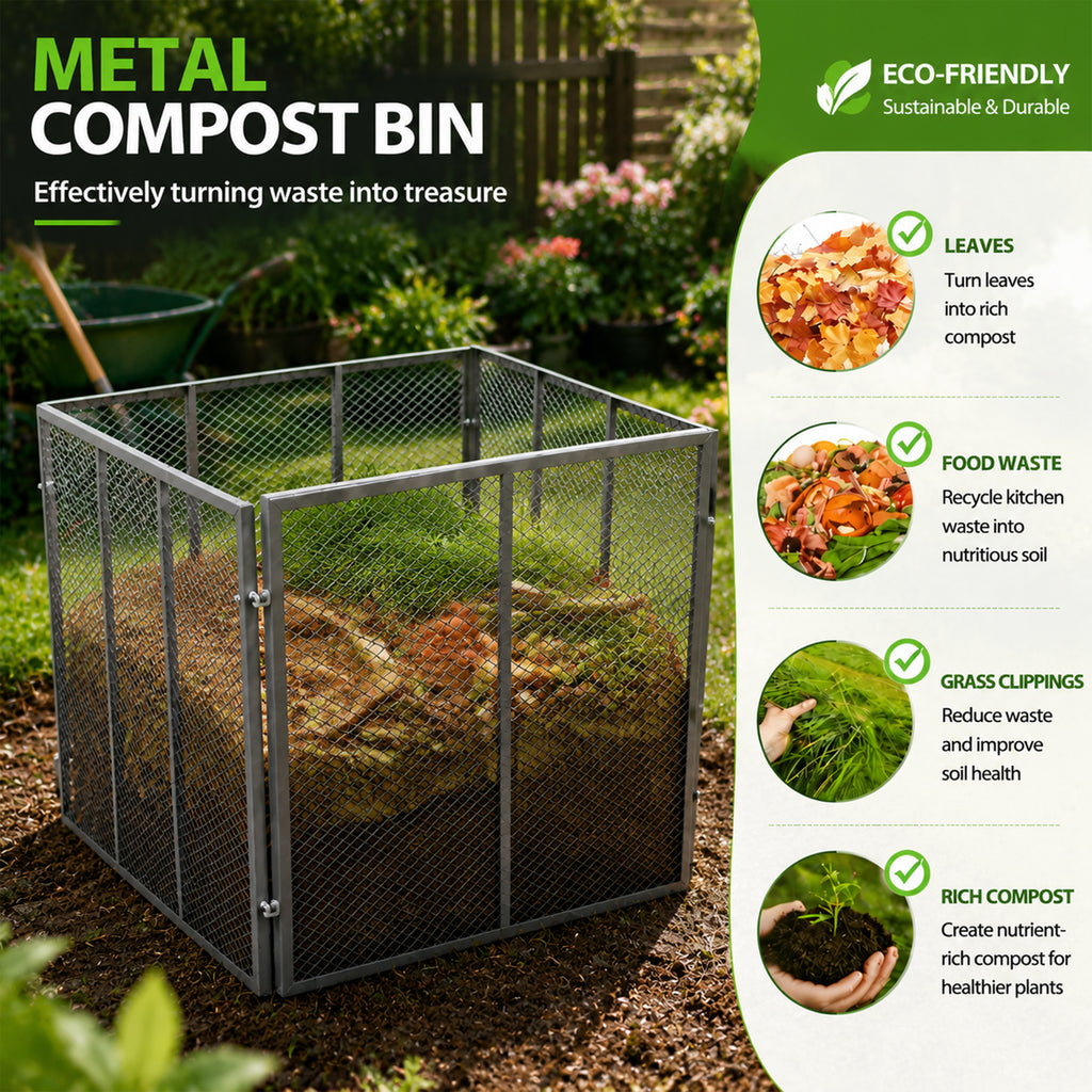 172-Gallon Outdoor Compost Bin – Rust-Proof Metal Wire Mesh Composter for Yard & Kitchen Waste