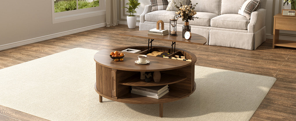 Detail of four tapered pine wood legs supporting the coffee table