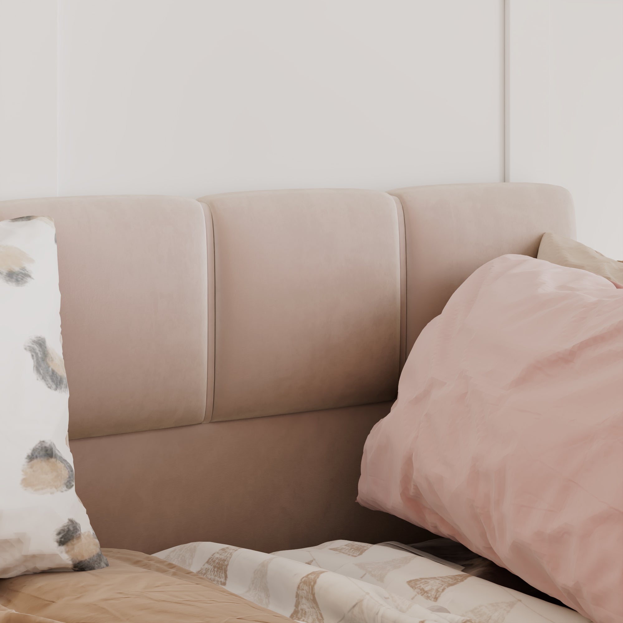 Twin Velvet Daybed Sofa Bed with Side Storage Pockets & Walk-In Entrance, Pink