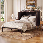 Queen Murphy Bed Cabinet with Espresso Finish, Free-Standing Fold-Out Design