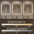 30" x 36" LED Bathroom Mirror with Anti-Fog, Dimmable Light & 3 Color Temperatures