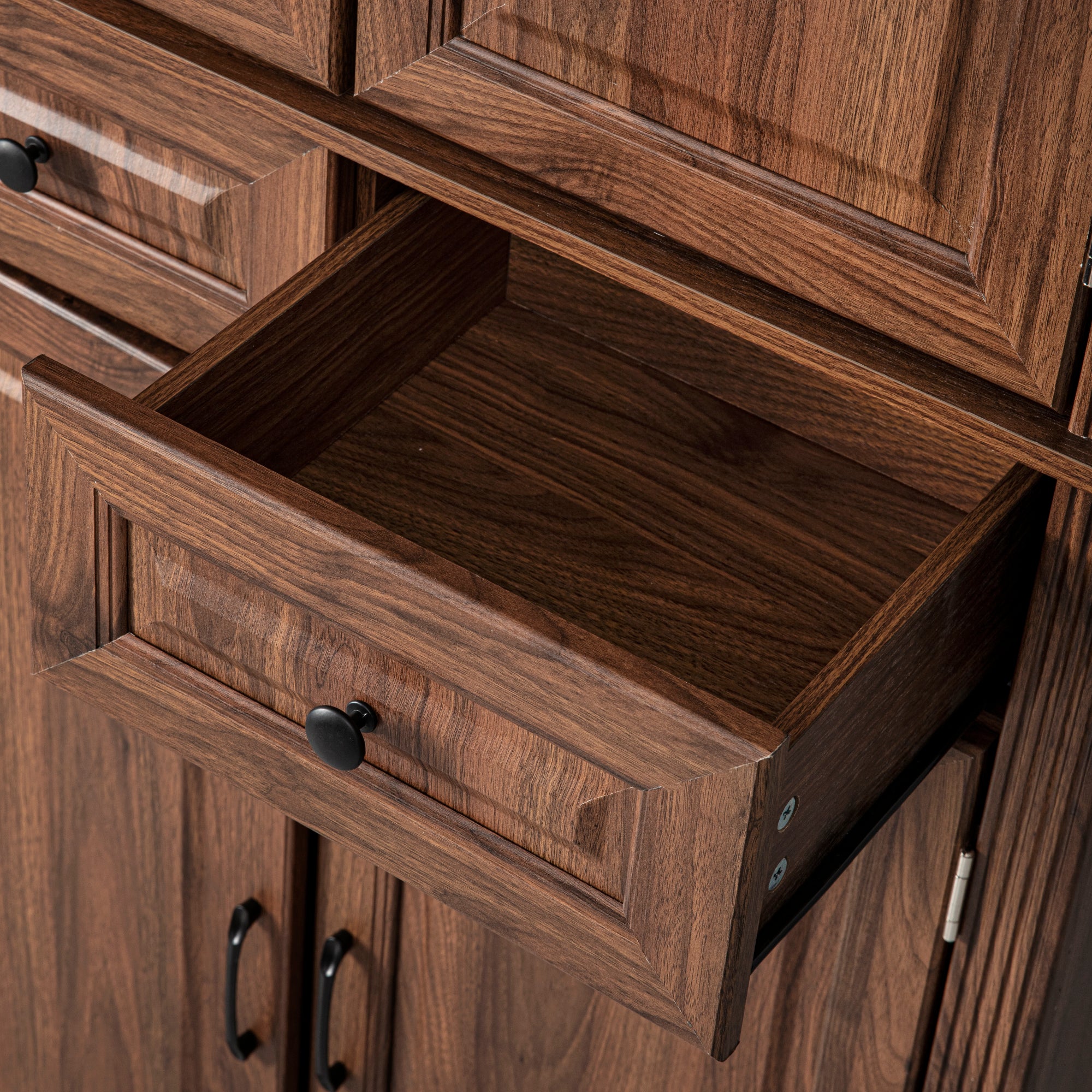 71" Farmhouse Pantry Cabinet with 3 Pull-Out Organizers, 4 Doors & 2 Drawers - product detail image 9