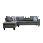 Angle view showing L-shape configuration and ottoman placement