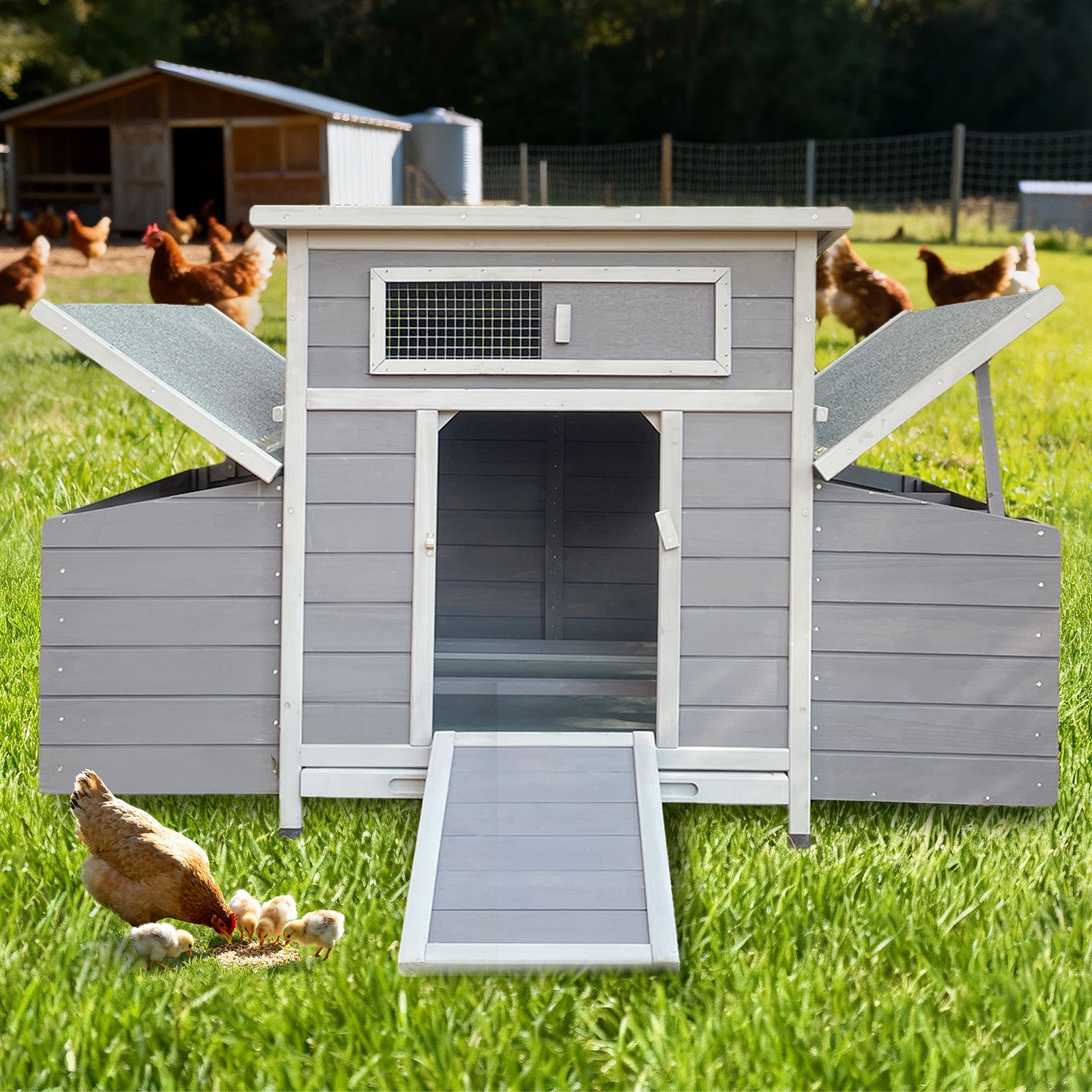 Close-up of front ventilation window with adjustable opening mechanism