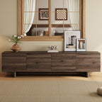 78-inch Modern TV Stand for TVs up to 85", Dark Brown Entertainment Center with Solid Wood Legs, Adjustable Shelves & Ca