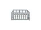 Twin Rubber Wood Floor Bed with Safety Guardrails, Grey