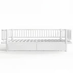 Queen Platform Bed with Storage Drawers, Low-Profile Metal Frame in White
