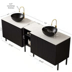 72" Freestanding Double Bathroom Vanity with Ceramic Vessel Sinks & Carrara White Countertop - product detail image 7