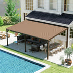 12 ft x 20 ft Wall-Mounted Lean-To Gazebo with Galvanized Steel Roof – Brown