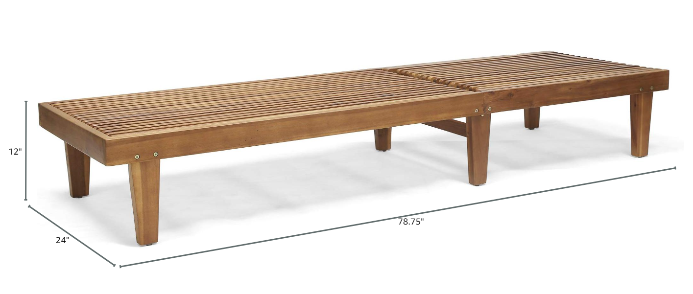 Nadine Wooden Chaise Lounge Chair – Adjustable Outdoor Patio Lounger